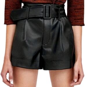 Zara Black High Waist Faux Leather Shorts